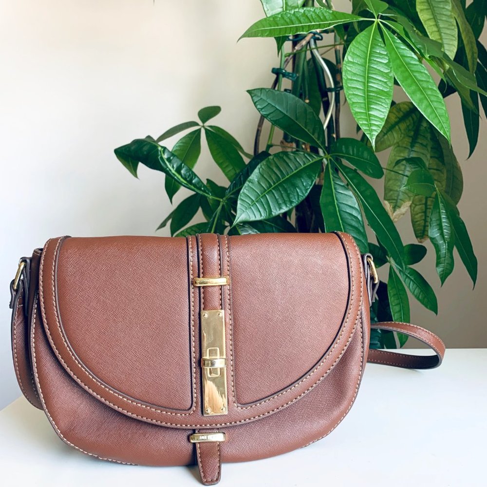 Nine West Brown Gold Crossbody Purse